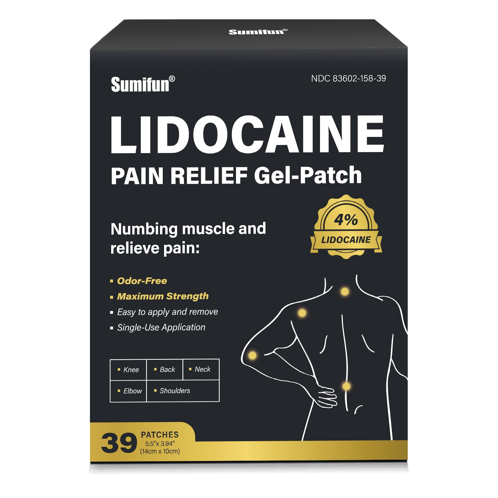 Sumifun 4% Lidocaine Patches,Maximum Strength Pain Relieving Patch Back, Shoulder, Joints, Knee Pain Relief and Muscle Soreness - 8 Hour Pain Relief (39 Count(Pack of 1)) Sumifun buy supplements canada