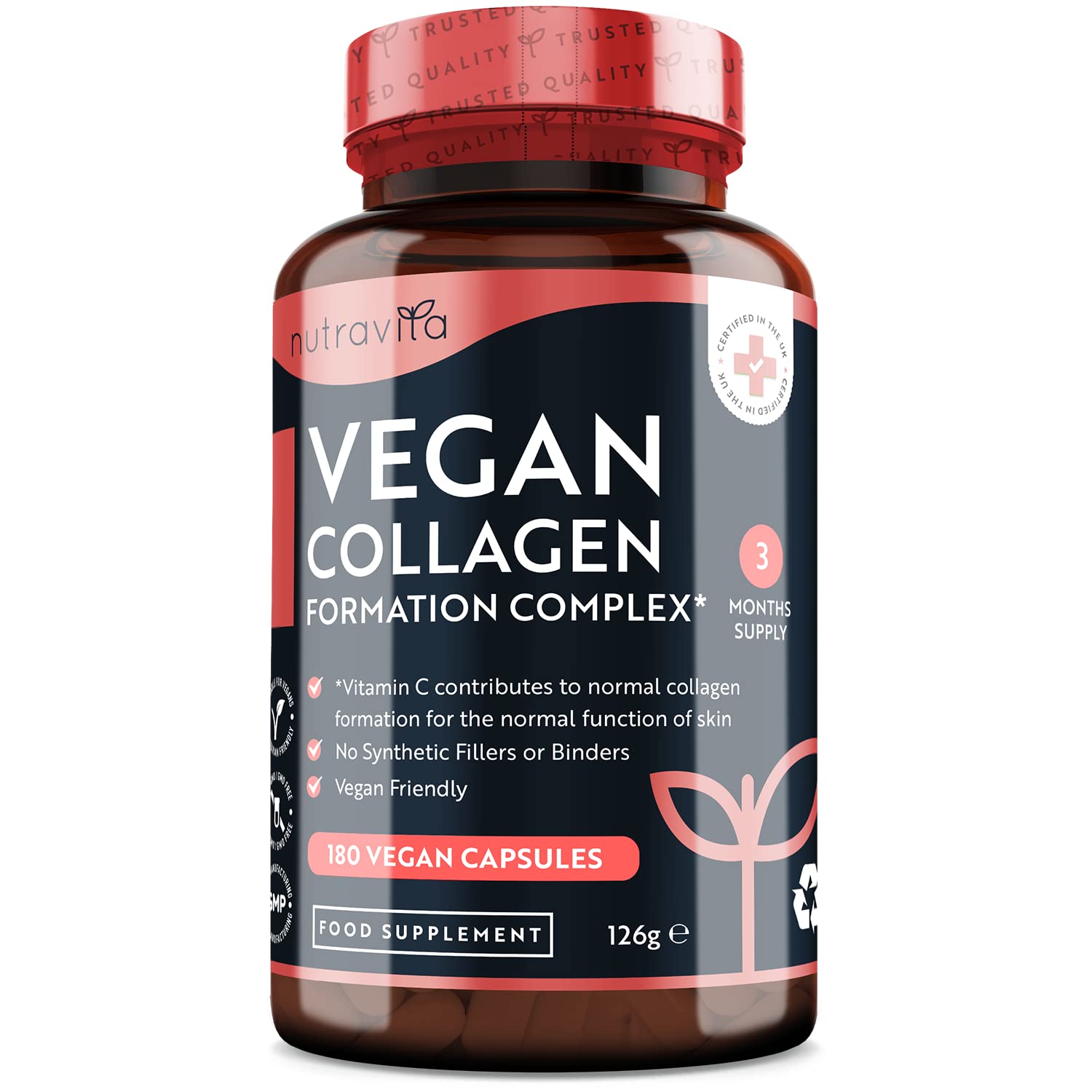 Vegan Collagen 1000mg Advanced Superfood Blend - 180 Capsules (3 Month Supply) Nutravita buy supplements canada
