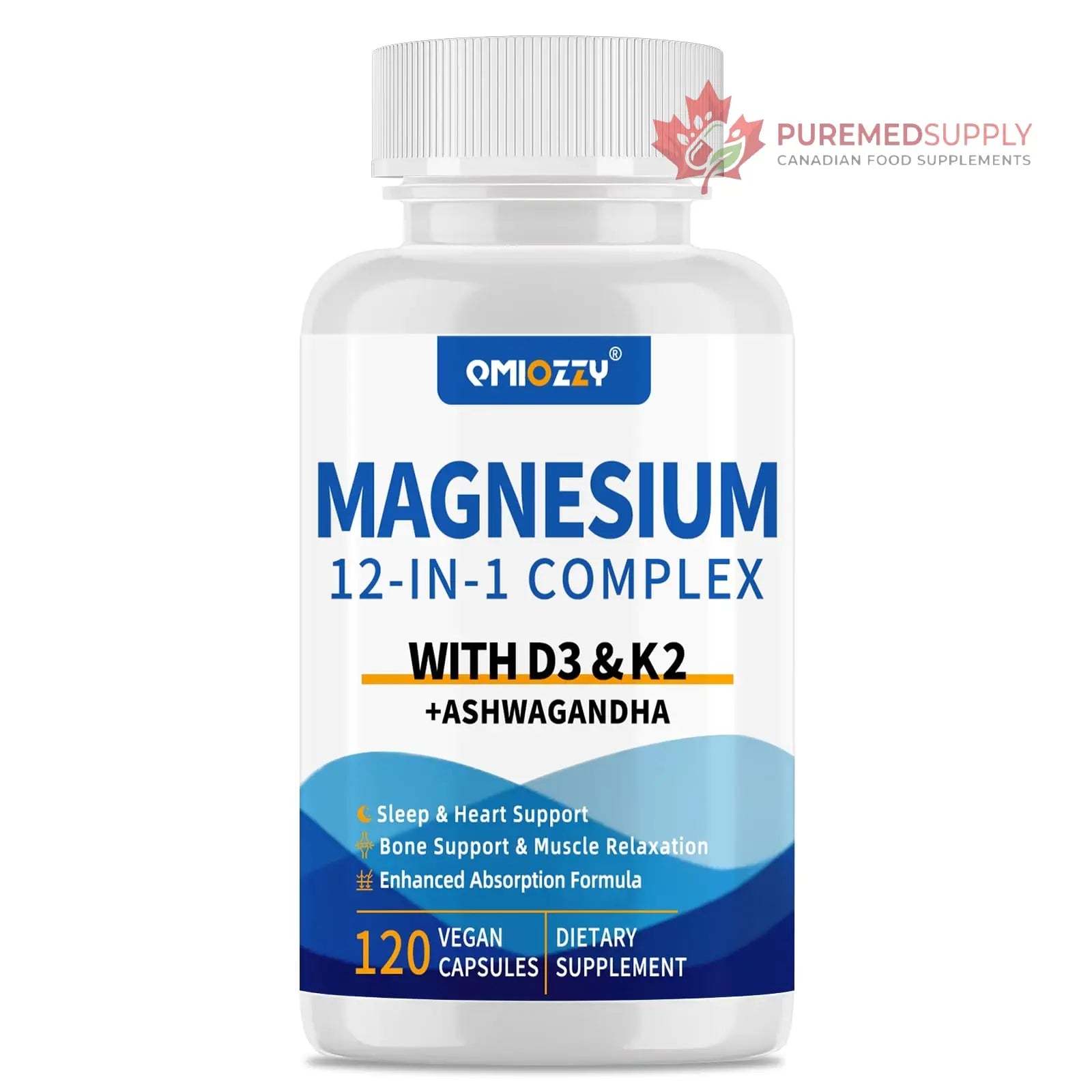Magnesium Complex 12 in 1 Supplement for Women & Men 700mg, Magnesium Glycinate with Vitamin D3 K2, Citrate Malate Oxide Taurate Aspartate Orotate, for Relaxation, Heart, Energy, Muscle, 120 Capsules Qmiozzy buy supplements canada