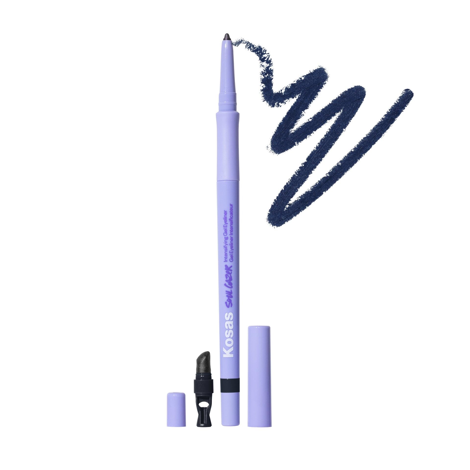 Kosas Soulgazer Gel Eyeliner (Enigma) - Waterproof, Smudge-Proof Pen with Hyaluronic Acid - Retractable Eyeliner Pencil with Sharpener & Smudger, Long-Lasting - Blackened Blue Satin Kosas buy supplements canada