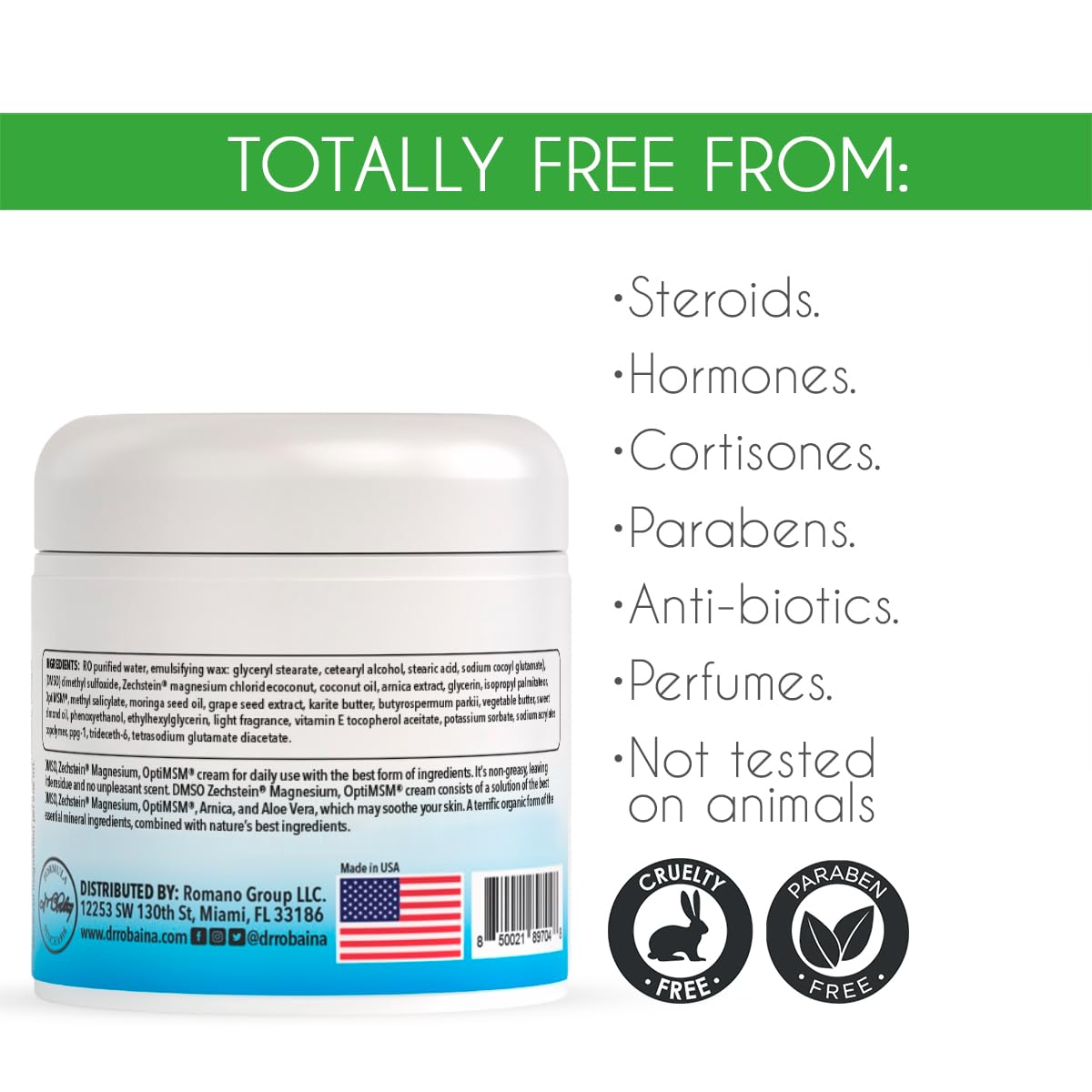 Dr. Robaina DMSO Cream – 99.9% Pure Dimethyl Sulfoxide | Formula with Zechstein Magnesium, Arnica, Aloe Vera & Vitamin E | Topical Cream for Body Wellness Dr. Robaina buy supplements canada