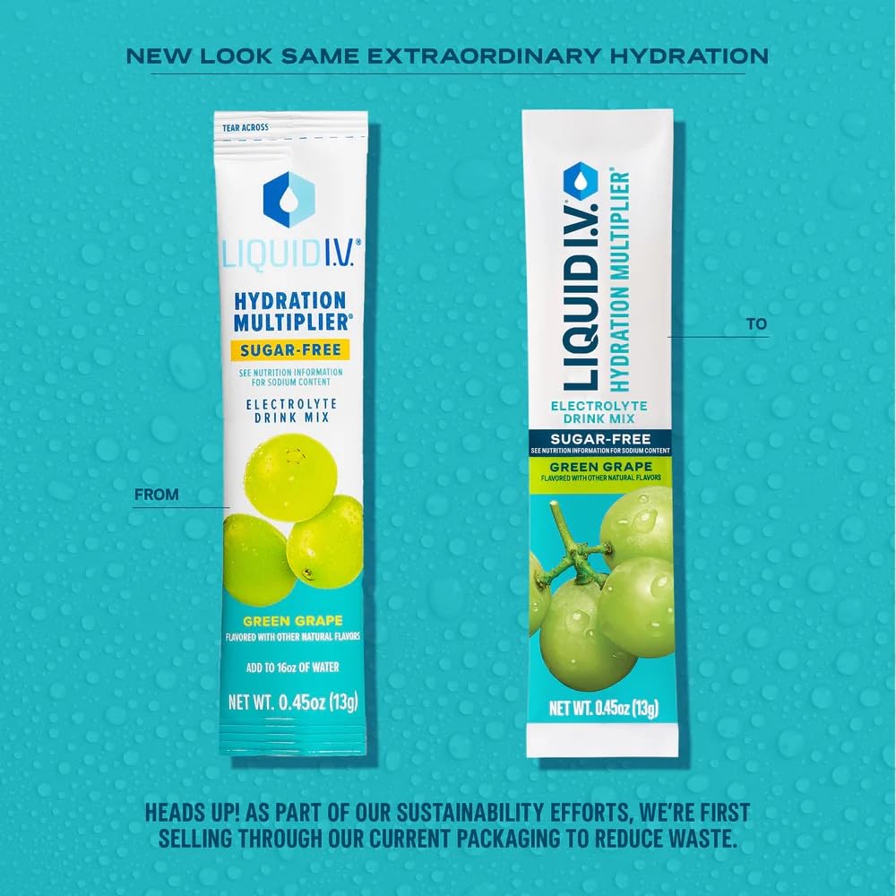 Liquid I.V.® Hydration Multiplier Sugar-Free - Green Grape | Electrolyte Powder Drink Mix | 1 Pack (14 Servings) Liquid I.V. buy supplements canada