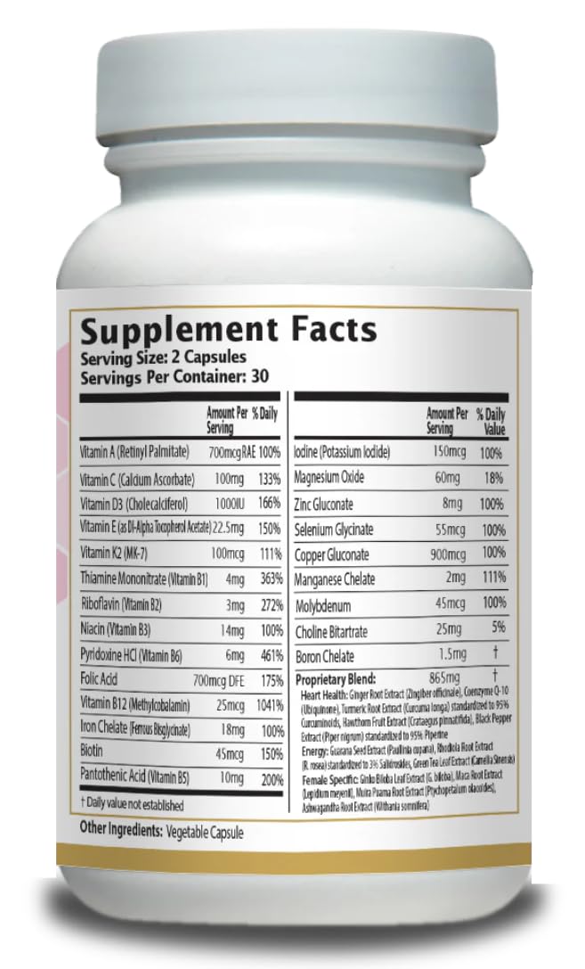 Women’s Multivitamin with Iron, Vitamin D3, Magnesium, B-Complex & Herbal Support – 60 Capsules – Energy, Hormone Balance, Heart Health – AnuMed AnuMed International buy supplements canada