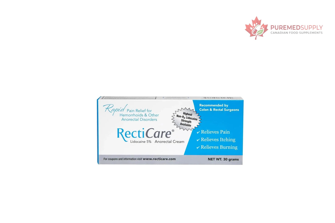 Recticare Anorectal Lidocaine 5% Cream: Topical Numbing Cream for Treatment of Hemorrhoids & Other Anorectal Disorders - 30g Tube Recticare buy supplements canada
