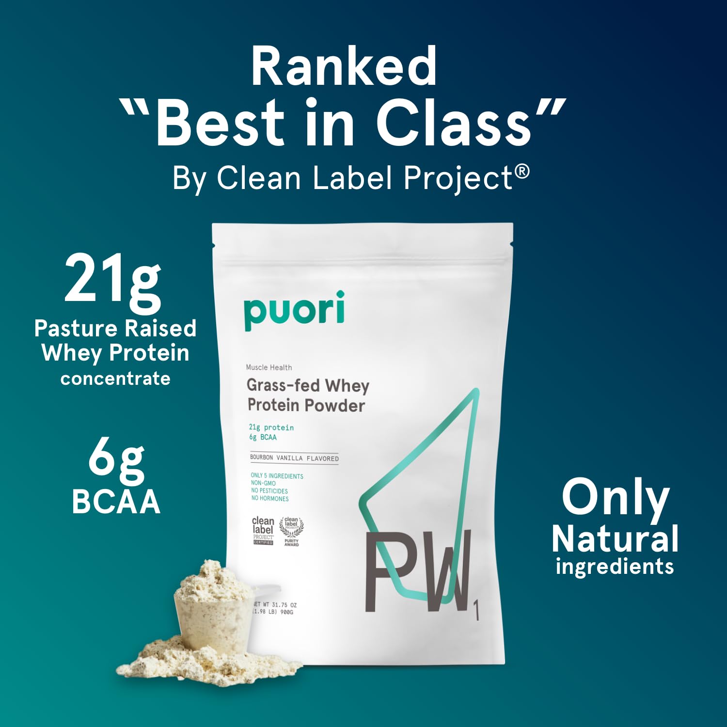 Puori Whey Protein Powder, Bourbon Vanilla - PW1 Pasture-Raised, Grass-Fed Whey Protein Powder Drink Mix containing BCAA Amino Acids - Post-Workout Supplement Puori buy supplements canada