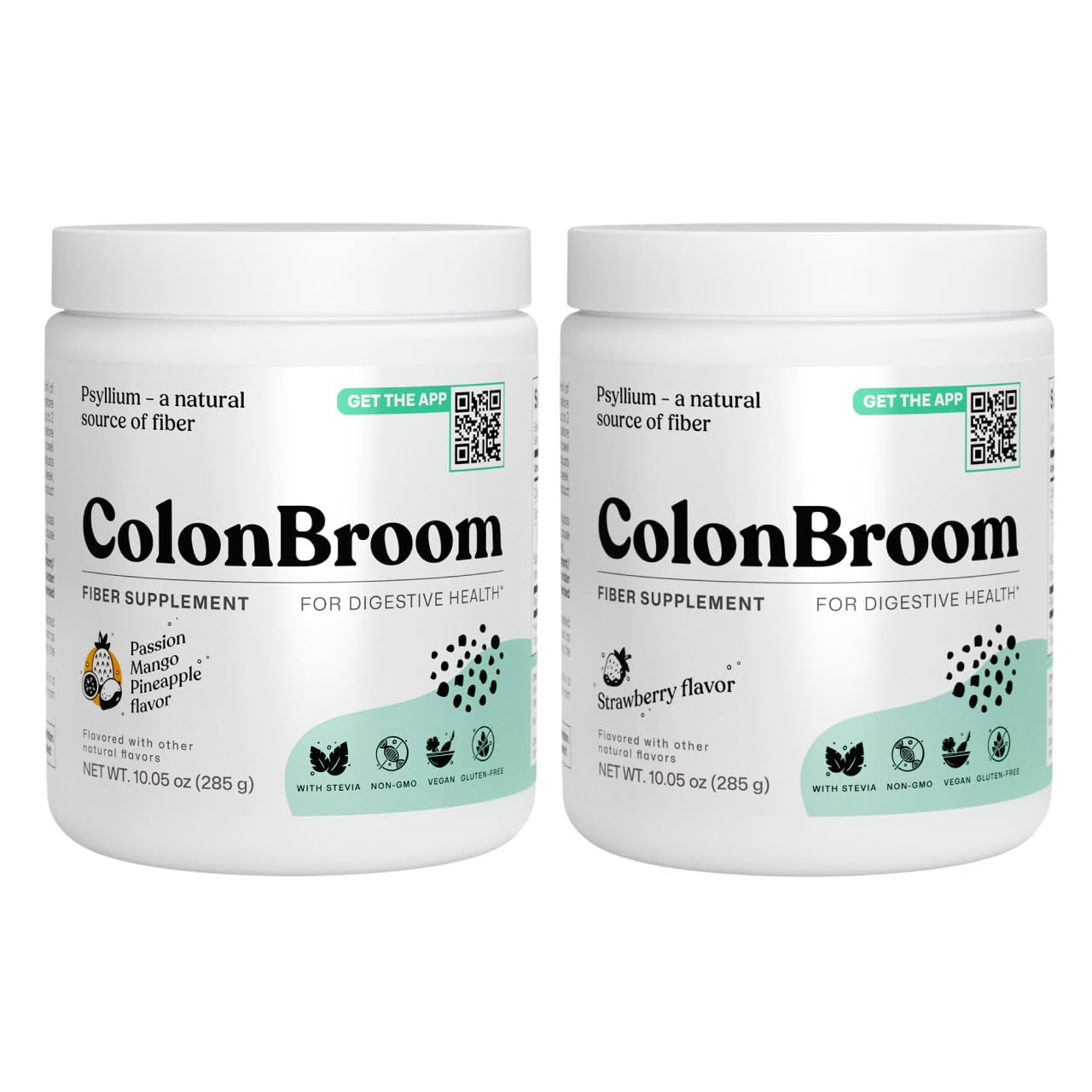 ColonBroom Psyllium Husk Powder - Colon Cleanse for Bloating Relief & Gut Health - Fiber Powder Drink - Easy to Mix - Vegan, Gluten Free, Non-GMO - Strawberry & Tropical Fruits (2 Pack) ColonBroom buy supplements canada