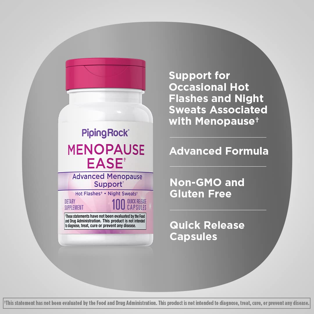 Piping Rock Menopause Ease Supplement | 100 Capsules | Advanced Support for Women | with Black Cohosh and Wild Yam | Non-GMO, Gluten Free Piping Rock buy supplements canada