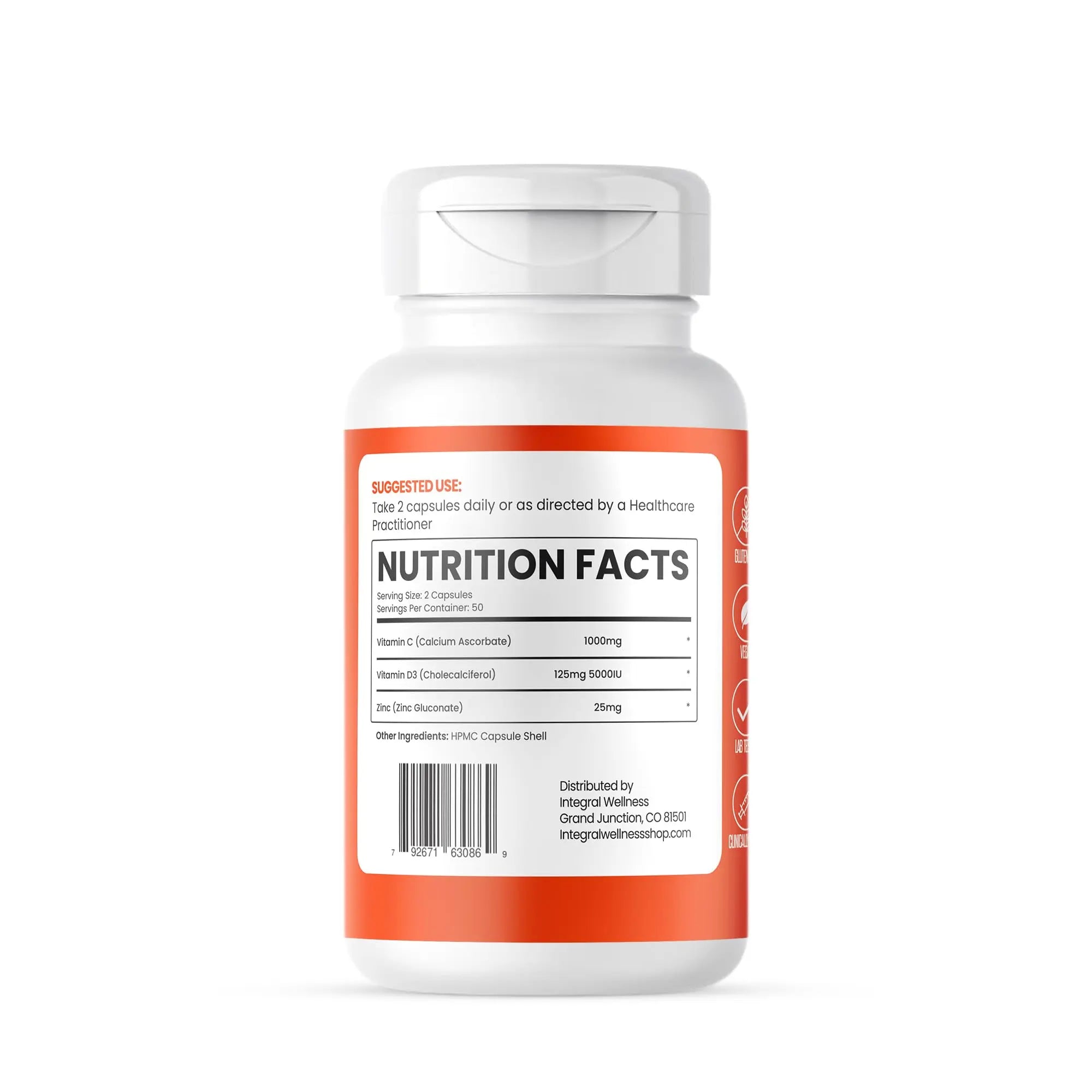 Integral Wellness - Vitamin Complex w/Vitamin D3, C, K2 and Zinc (100 Capsules) - Filler Free, 3rd Party Tested, Clinically Dosed, Bioavailable Forms Integral Wellness buy supplements canada