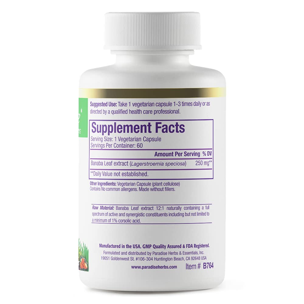 Paradise Herbs Banaba Leaf Vegetarian Capsules, 60 Count Paradise Herbs buy supplements canada