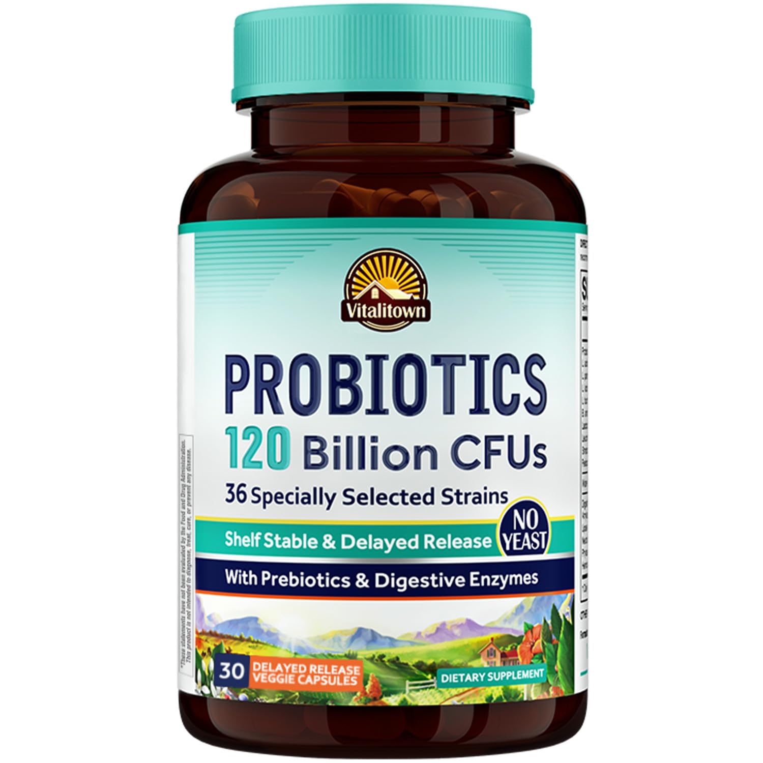 VITALITOWN Probiotics 120 Billion CFUs | 36 Strains, with Prebiotics & Digestive Enzymes for Men Women | Shelf Stable | Digestive Health & Immune Support | Vegan, Non-GMO | 30 Delayed Release Veg Caps Vitalitown buy supplements canada