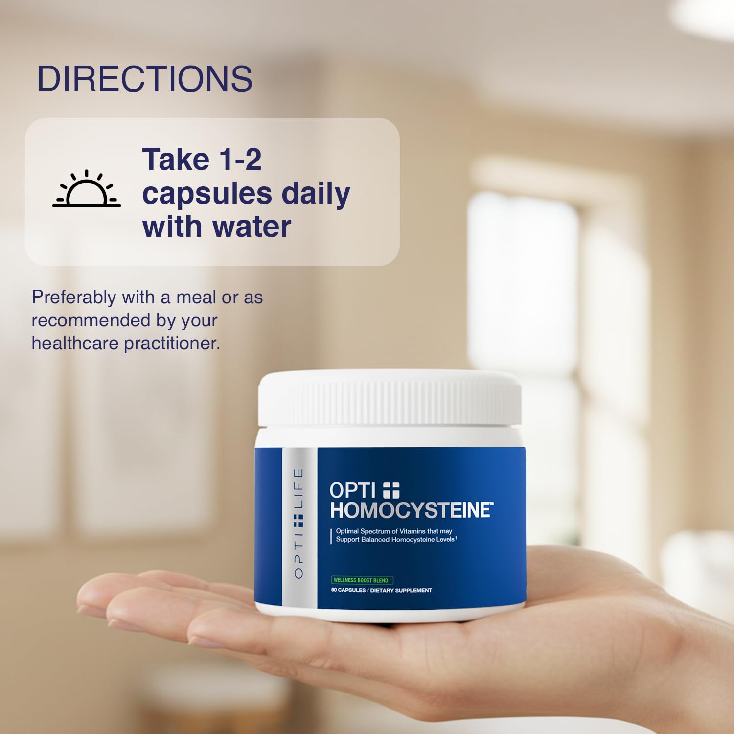 Opti + Homocysteine Capsules | Daily Brain and Heart Health Supplements* | Brain Supplement with Methylcobalamin & Methylfolate | 60 capsules/30 Servings Opti + Life buy supplements canada