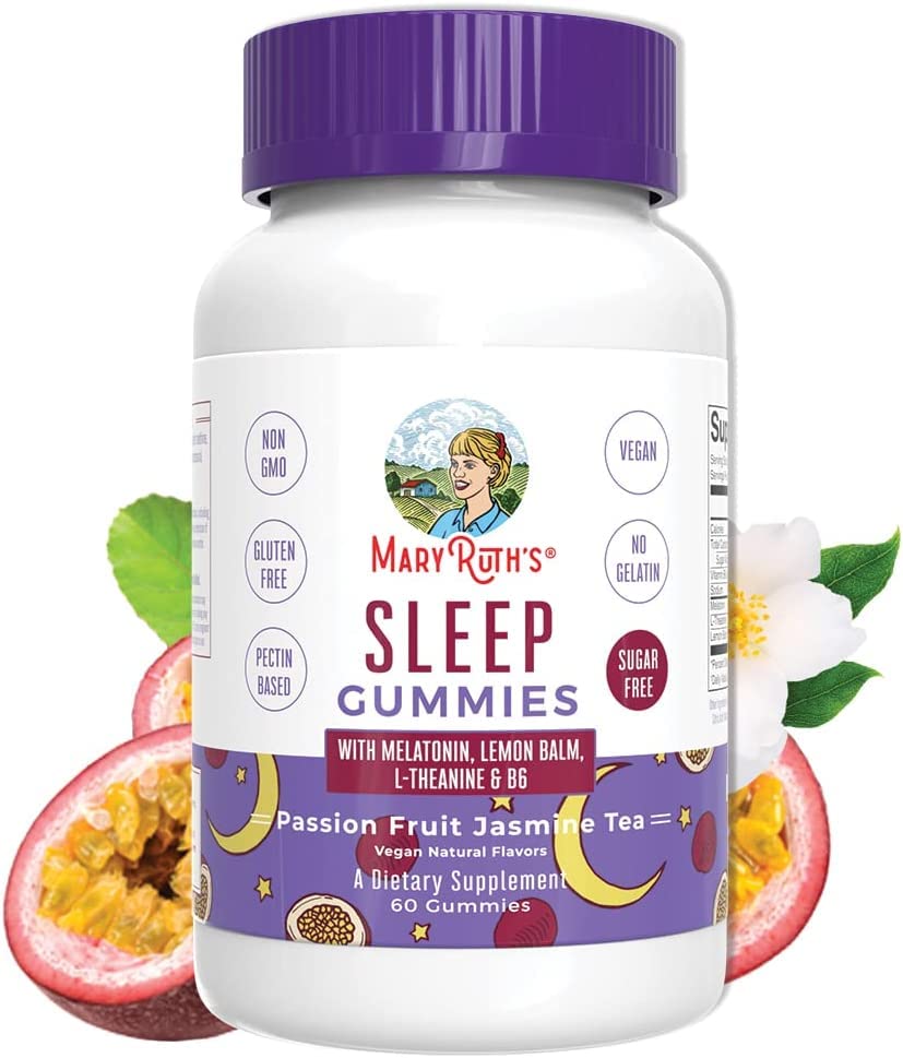MaryRuth Organics Melatonin 5mg Sleep Gummy with L-Theanine | Lemon Balm | Vitamin B6 | Sugar-Free | Relaxation | Vegan | Non-GMO | Gluten Free | 60 Count MARYRUTH'S buy supplements canada