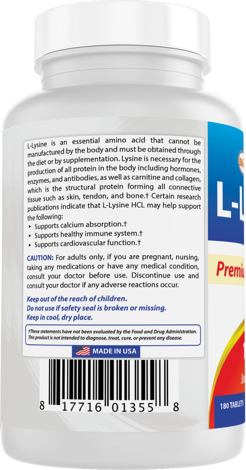 Best Naturals L-Lysine 1000mg 180 Tablets - Double Strength Lysine for stronger immune health & cold sores Best Naturals buy supplements canada