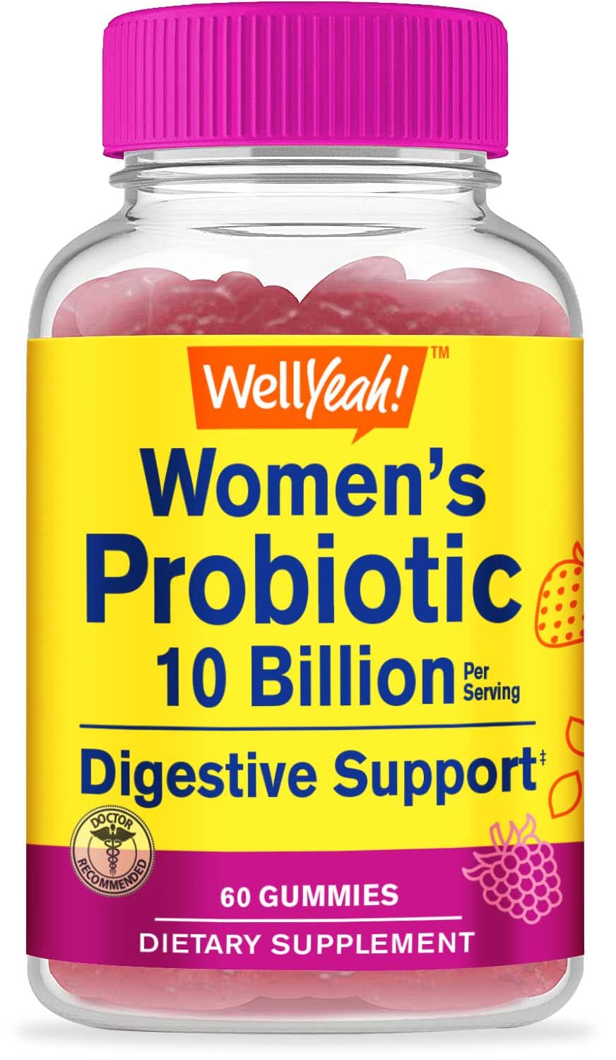 WellYeah Probiotics for Women Gummies - 10 Billion CFU - for Digestive Support, Gut Health, and Feminine Health Support - Natural Sourced Flavors - Vegan WellYeah buy supplements canada