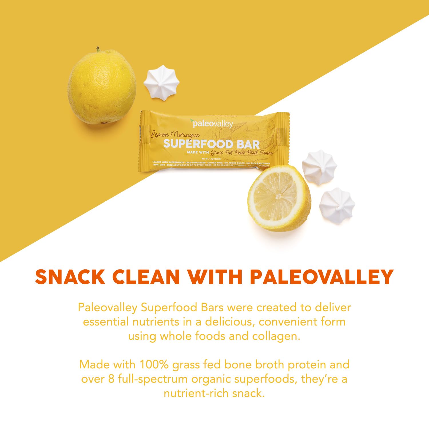 Paleovalley Superfood Bars – Lemon Meringue– 10 Pack – 9g Protein per Bar – Gluten-Free, Grain-Free, Paleo, Non-GMO – On-the-Go Snack Paleovalley buy supplements canada