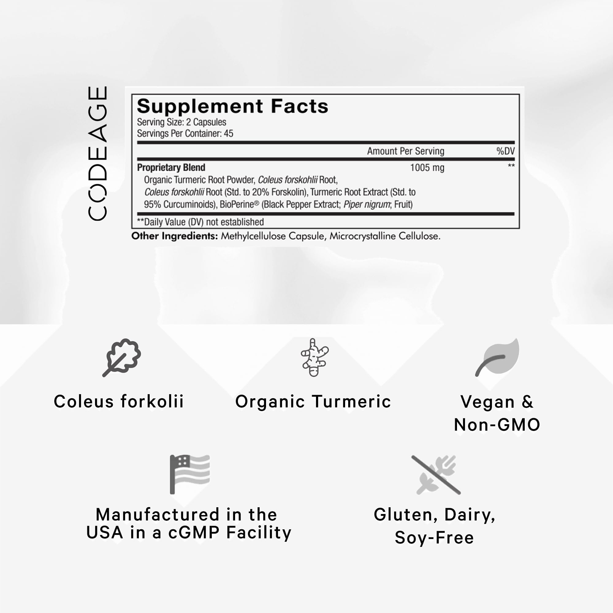 Codeage Forskolin, Pure Forskolin Coleus + Organic Turmeric Root Powder, 95% Curcumins Codeage buy supplements canada