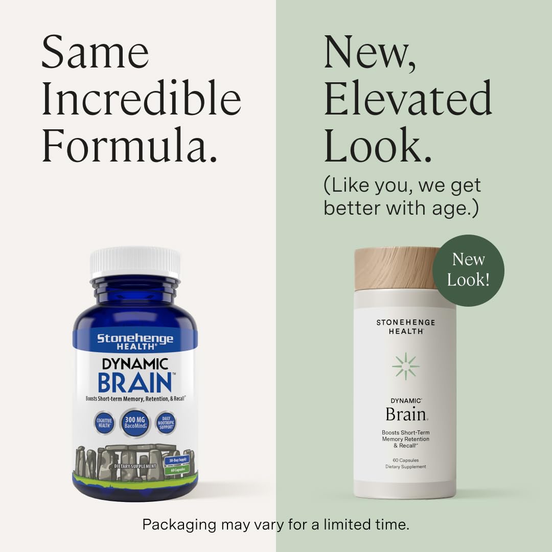 Stonehenge Health Dynamic Brain – BacoMind® Bacopa Nootropic Formula – Memory, Recall & Retention, Phosphatidylserine, Huperzine A, DHA & Choline – 40 Brain-Boosting Ingredients – Non-GMO, 60 Caps Stonehenge Health buy supplements canada