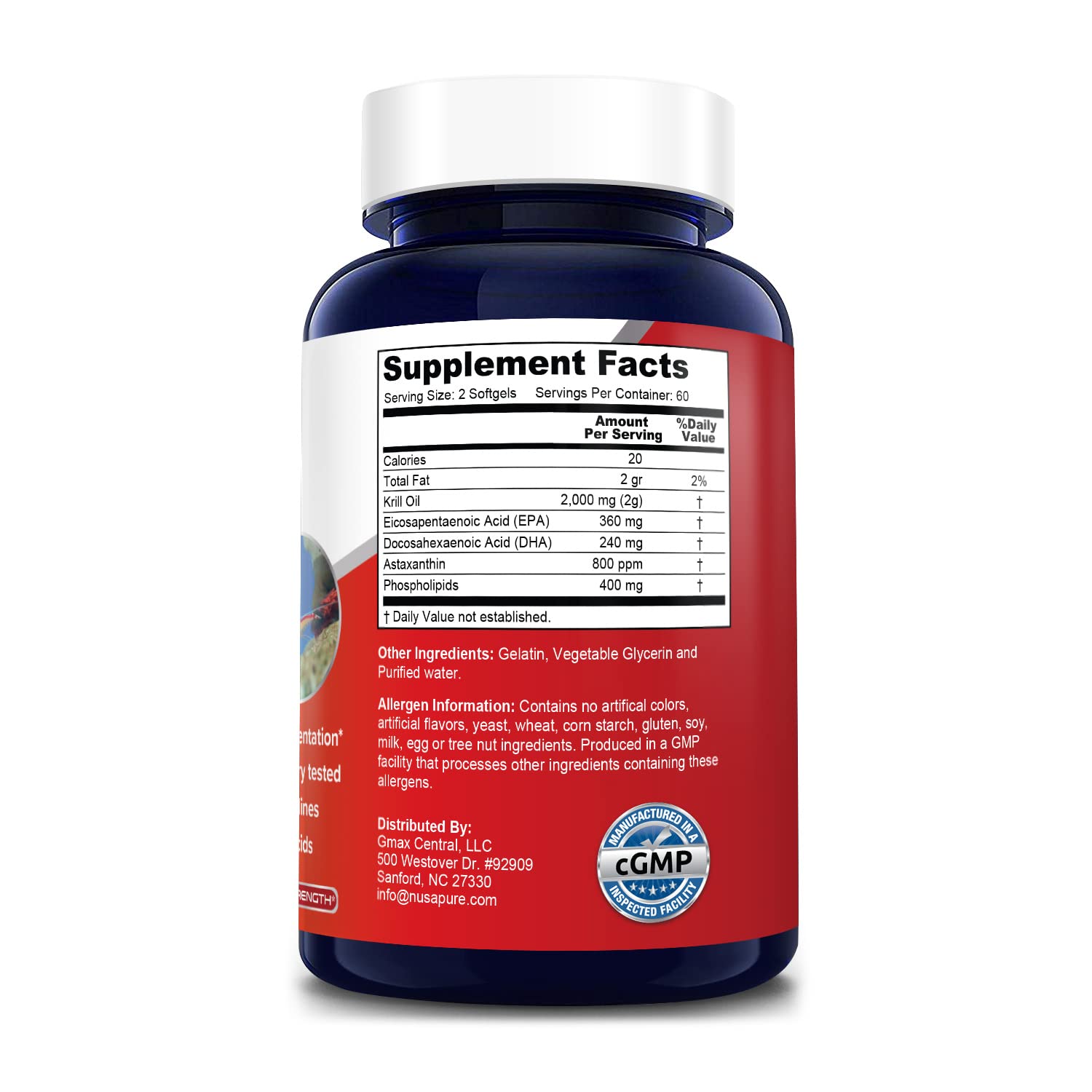 NusaPure Antarctic Krill Oil 2000 mg 120 Softgels, Omega-3 EPA 360mg, DHA 240mg NusaPure buy supplements canada