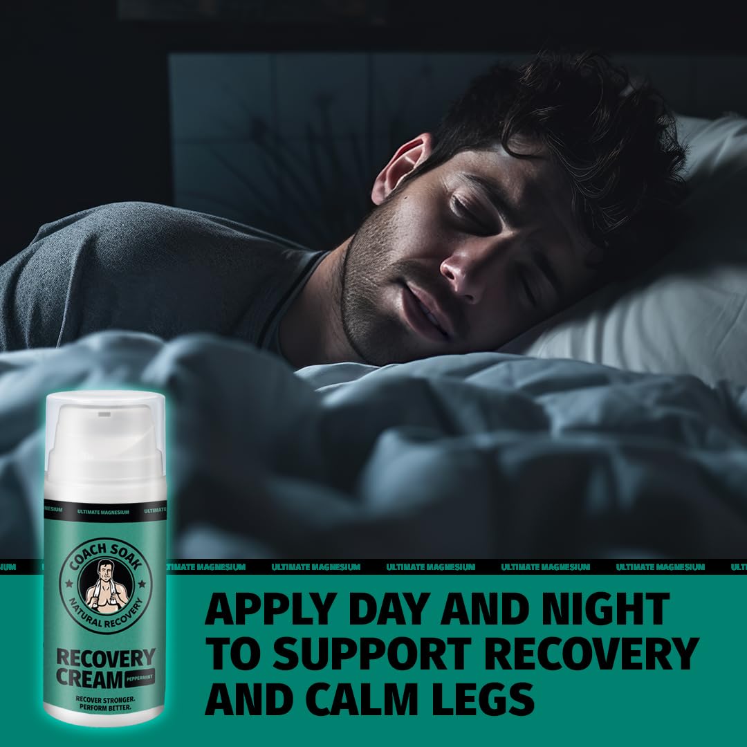 Coach Soak Magnesium Cream with MSM in Pump Bottle - Natural Recovery Cream with Magnesium Chloride & Menthol - Fast-Absorbing for Muscles & Joints, Cooling Menthol, 3.4oz Coach Soak buy supplements canada