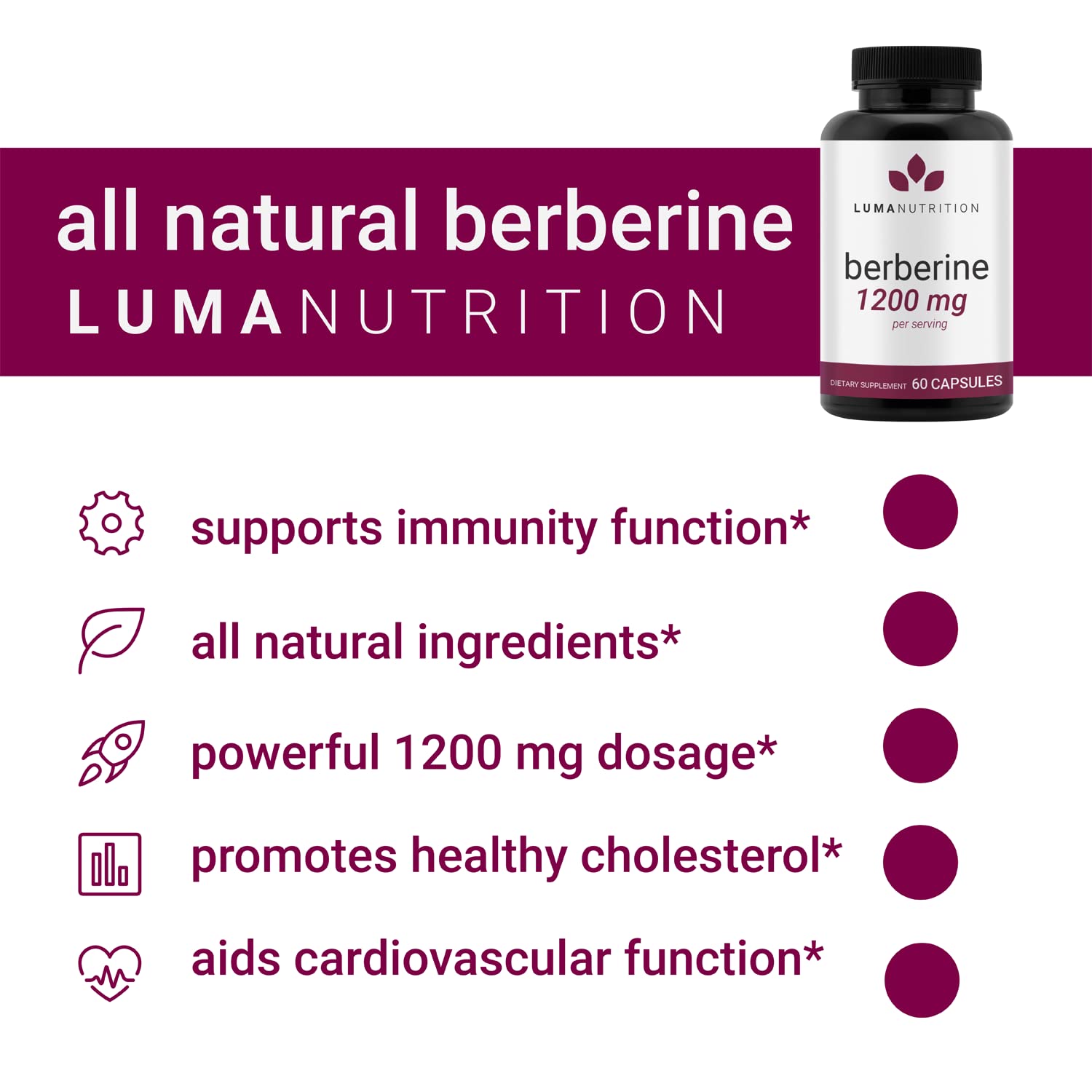 Luma Nutrition Berberine Supplement - Berberine 1200mg Per Serving - Berberine HCI Luma Nutrition buy supplements canada