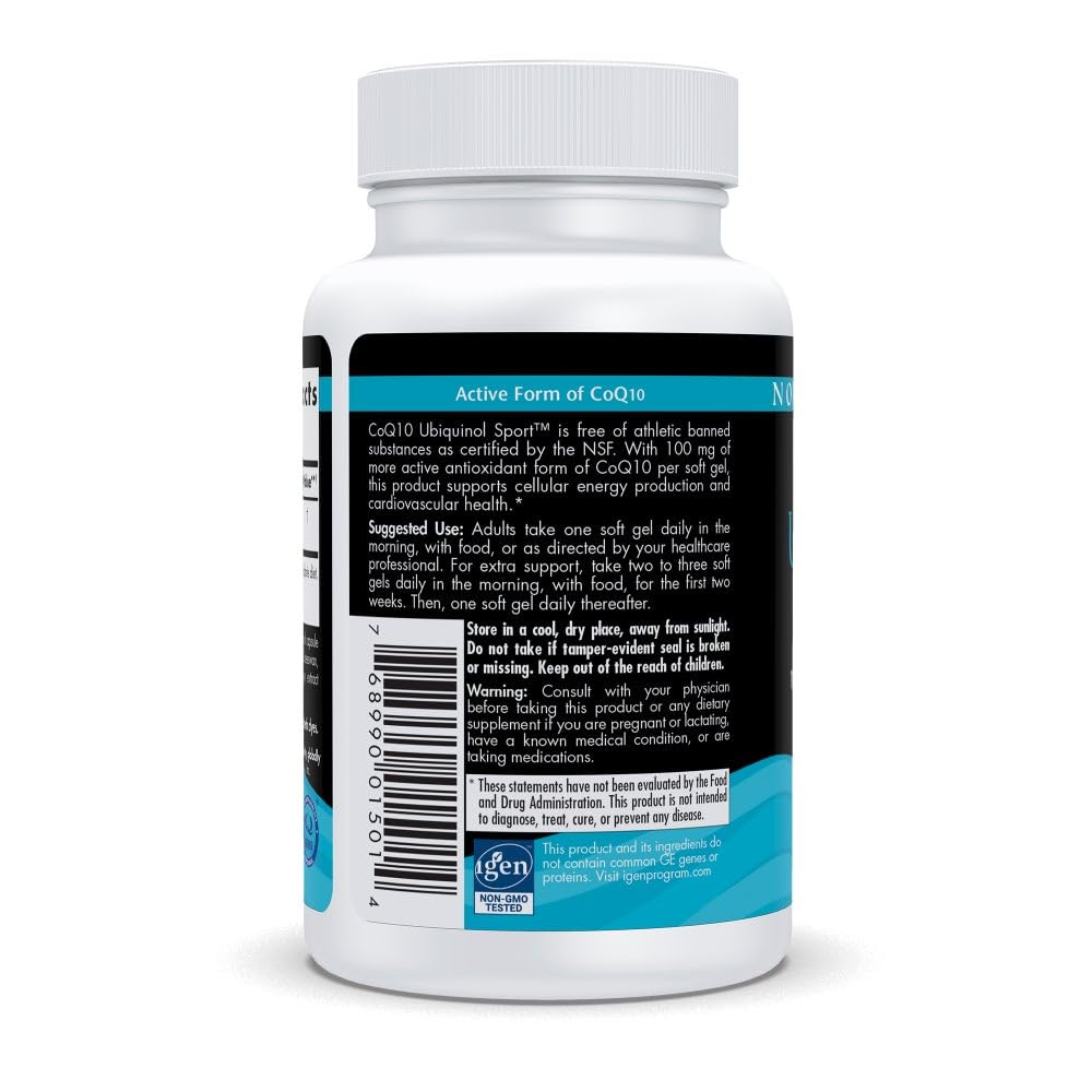 Nordic Naturals Nordic CoQ10 Ubiquinol Sport - 60 Mini Soft Gels - 100 mg Ubiquinol - Heart Health, Physical Performance, Cellular Energy Production - Non-GMO - 60 Servings Nordic Naturals buy supplements canada