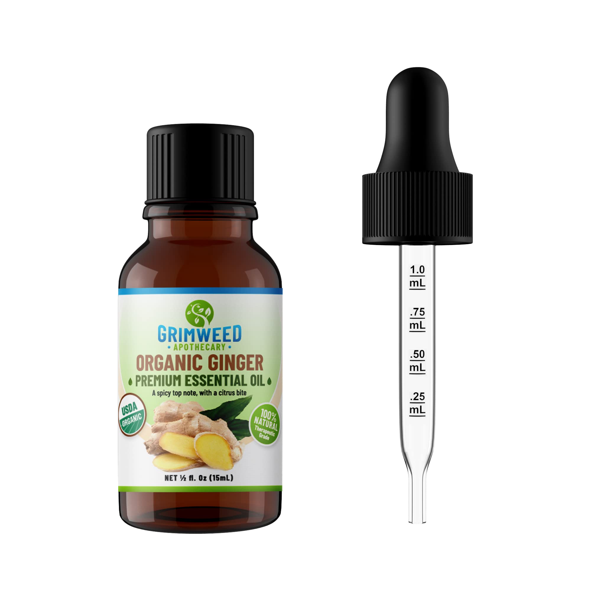 USDA Organic Ginger Essential Oil – Therapeutic Grade- Diffuser Oil - 100% All Natural - with Glass Dropper Grimweed Apothecary buy supplements canada