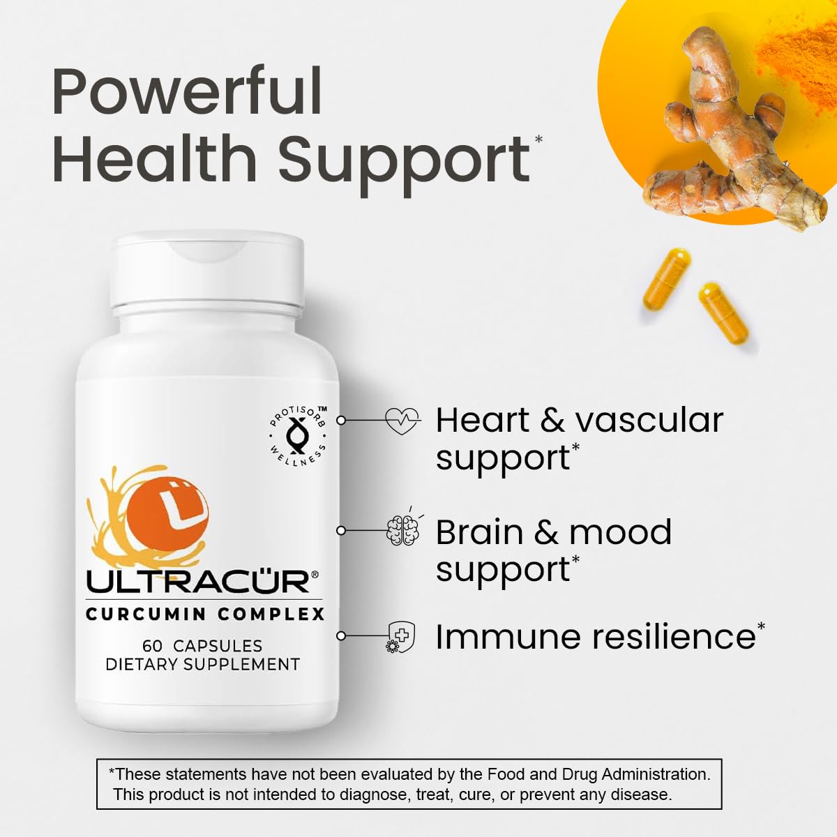 Ultracur Curcumin Complex Supplement - Ultra Bioavailable High Absorption Turmeric Curcumin Supplement for Joint, Muscle & Brain Support - Patented Protisorb for Premium Absorption – 60 Capsules UltraCur buy supplements canada