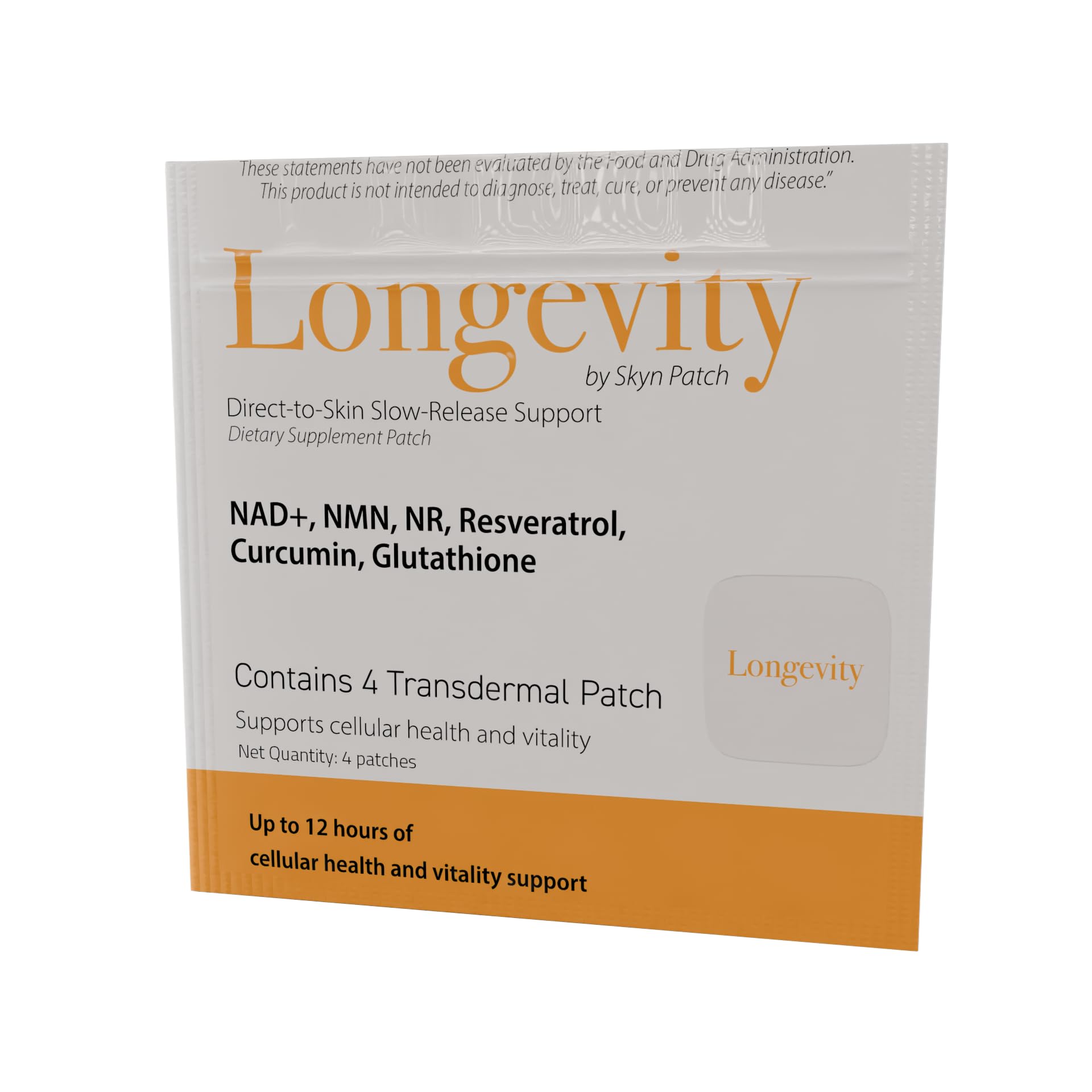 SkynPatch Longevity Transdermal Wellness Patch – NAD+, Resveratrol, Curcumin & Glutathione | Cellular Wellness + Antioxidant Support | 4 Patch Pack Skyn Patch buy supplements canada