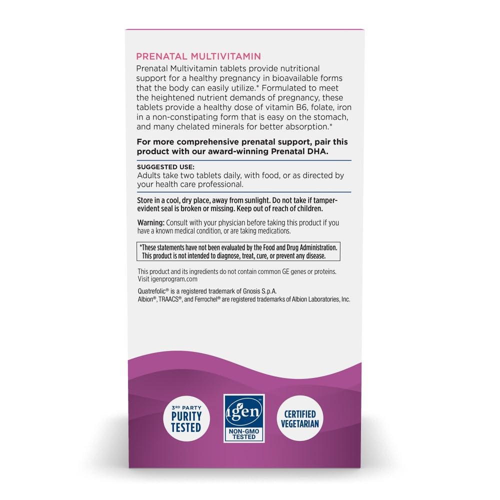 Nordic Naturals Prenatal Multivitamin for Women - Daily Vegetarian Prenatal Vitamins - 22 Essential Nutrients, Including B6, Folate, and Iron - 60 Tablets - 30 Servings Nordic Naturals buy supplements canada