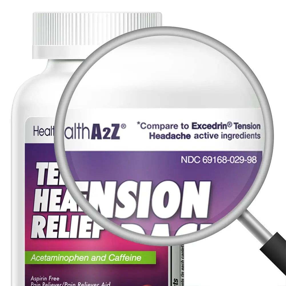 HealthA2Z® Tension Headache Relief | Acetaminophen 500mg | Caffeine 65mg | Pain Reliever Aid | Aspirin Free (200 caplets (Pack of 1)) HealthA2Z buy supplements canada