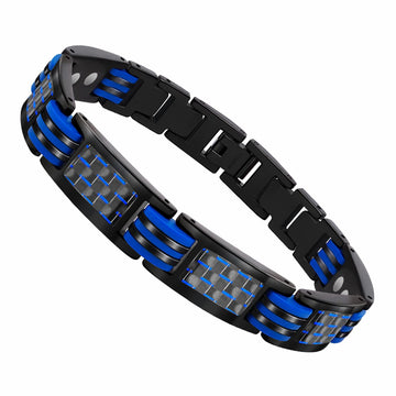 JEROOT Magnetic Bracelets for Men, Blue Carbon Fiber Pure Titanium Magnetic Bracelet JEROOT buy supplements canada