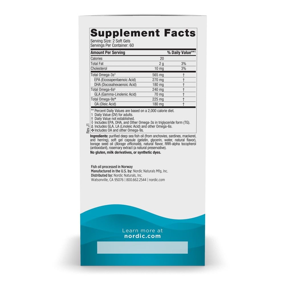 Nordic Naturals Complete Omega, Lemon Flavor - 120 Soft Gels - 565 mg Omega-3 - EPA & DHA with Added GLA - Healthy Skin, Cognition, Positive Mood - Non-GMO - 60 Servings Nordic Naturals buy supplements canada