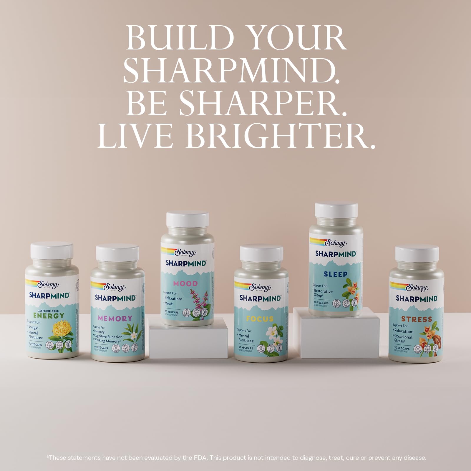 SOLARAY SharpMind Memory Formula - Brain Supplements for Memory and Focus - Cognivia, Gotu Kola & Chaga Mushroom Supplement - Ginkgo Biloba Alternative - 60-Day Guarantee - 30 Servings, 60 VegCaps SOLARAY buy supplements canada