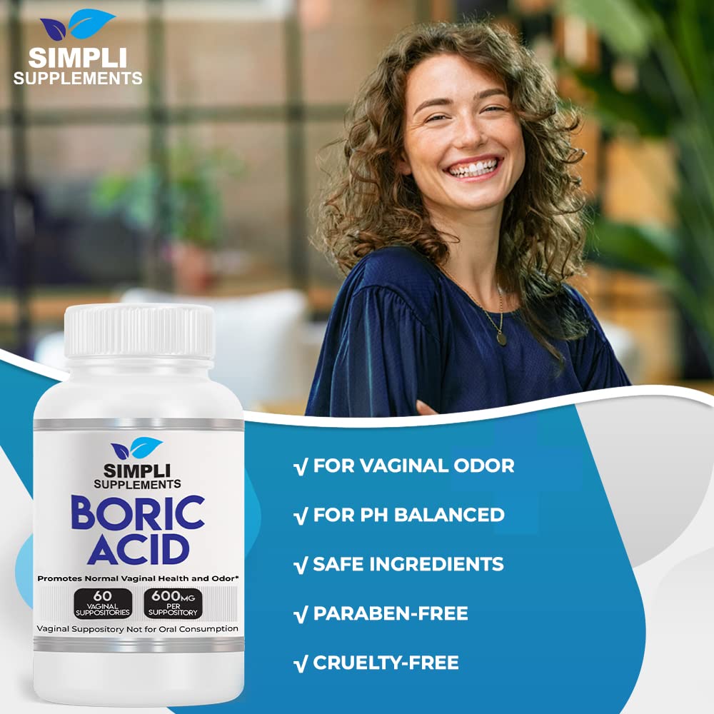 Simpli Supplements 60 Boric Acid Suppositories - Modern Support & Ancient Remedy - Scientifically Simpli Supplements buy supplements canada