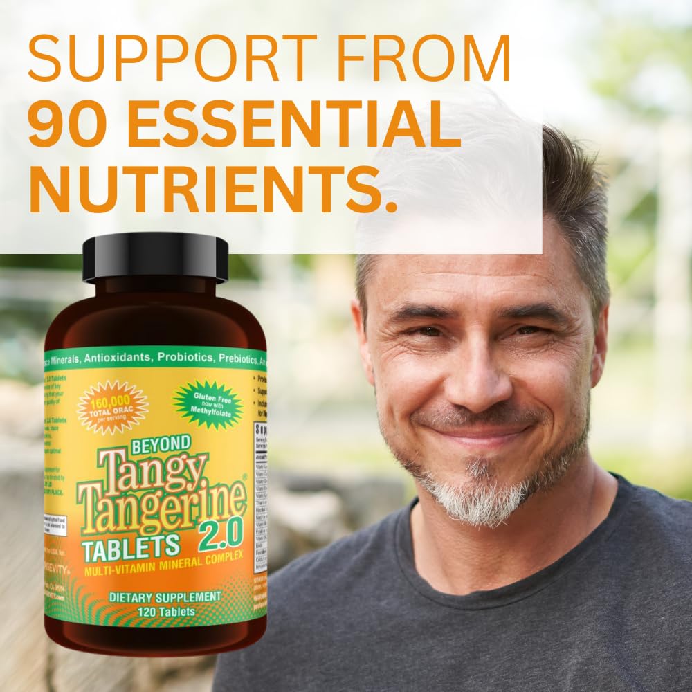 Youngevity Beyond Tangy Tangerine 2.0 Multi-Vitamin & Mineral Complex - Made with Natural & Whole Foods | 160,000 ORAC | 120 Tablets | 1 Bottle Youngevity buy supplements canada