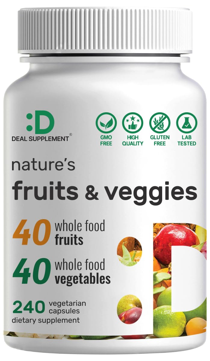 Nature’s Fruits & Veggies Supplement, 240 Veggie Capsules – 80 Whole Food Superfoods for Daily Balance – 40 Fruits with 40 Vegetables and Greens – Non-GMO, Gluten Free DEAL SUPPLEMENT buy supplements canada