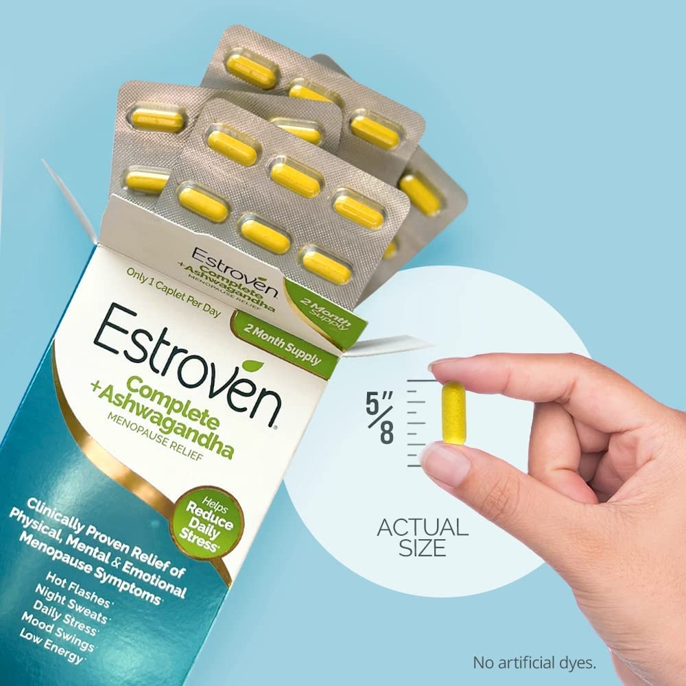 Estroven Complete + Ashwagandha Multi-Symptom Menopause Supplement for Women - 60 Ct. - Clinically Proven Ingredients Provide Menopause Relief & Night Sweats + Hot Flash Relief* - Drug-Free & Non-GMO Estroven buy supplements canada