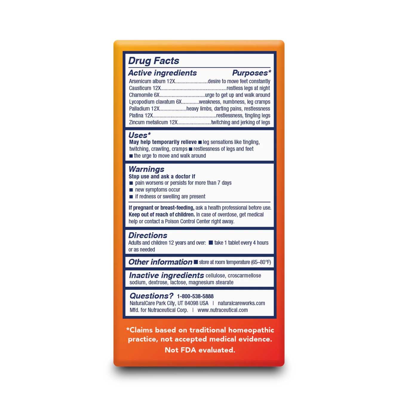 NaturalCare Restless Legs, Homeopathic Tablets, 60ct Natra-Bio buy supplements canada