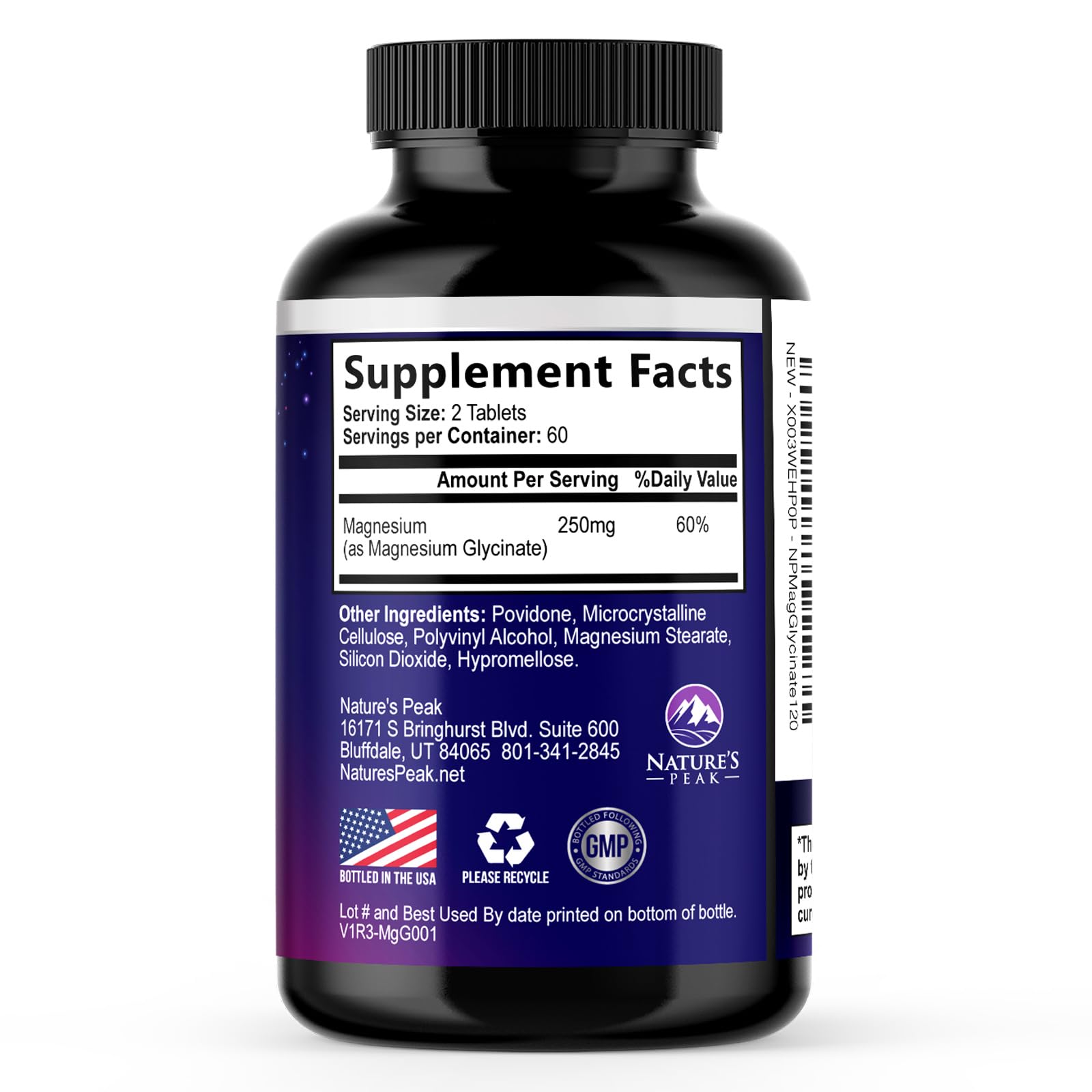 Magnesium Glycinate Supplement 250mg - 100% Chelated & Purified - to Support Sleep, Heart Health, Muscles, & Bone Strength - Best Absorption Magnesium Glycinate Capsules, Bottled in USA - 120 Tablets Nature's Peak buy supplements canada