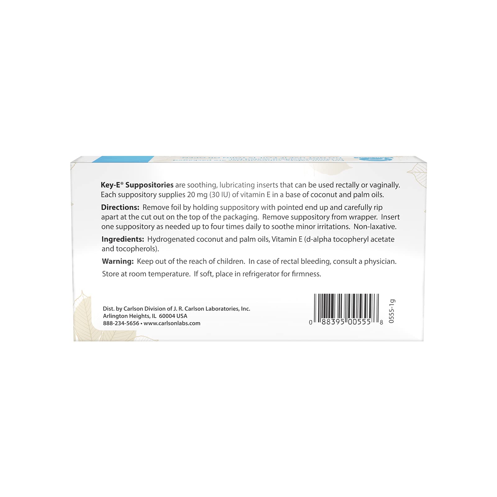 Carlson - Key-E Suppositories, 30 IU Vitamin E Suppository, Lubricates Dry Areas, Treatment Carlson buy supplements canada