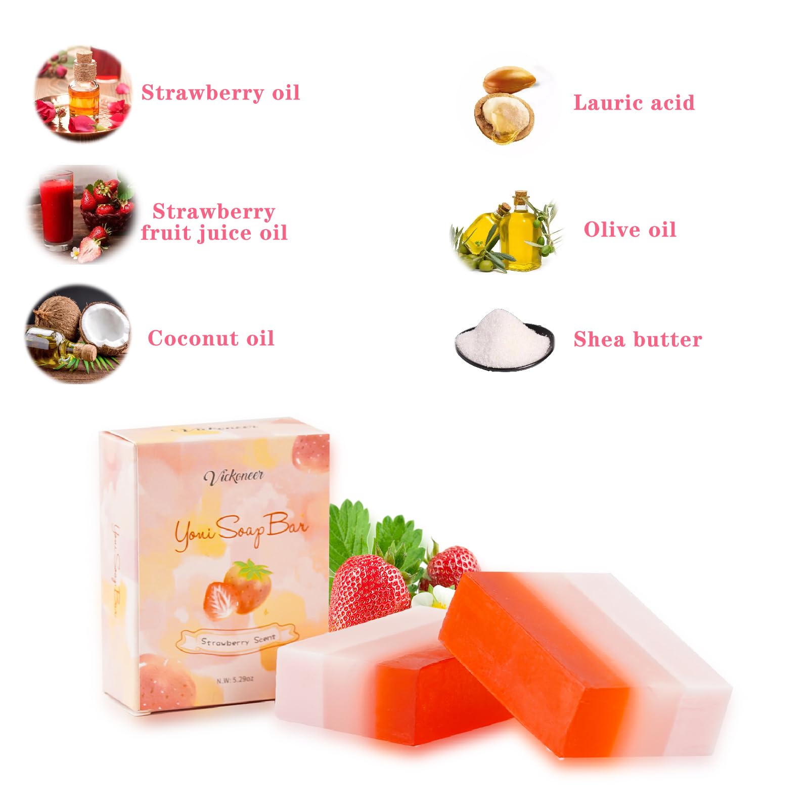 2Pcs Strawberry Yoni Bars and Yoni Oil Set for Feminine Wash, Yoni Wash for Cleanse Vaginal Balance PH tovaginsh buy supplements canada