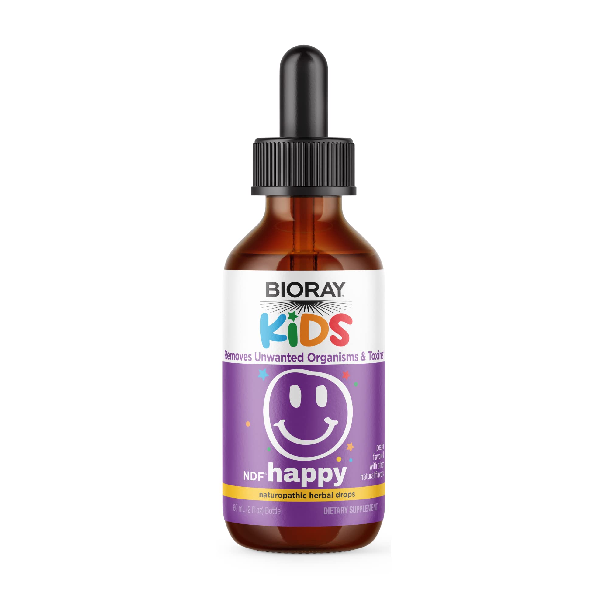 BIORAY Kids NDF Happy, Peach - 2 fl oz - Removes Unwanted Organisms That Can Trigger Irritability - 1-2 Month Supply BIORAY buy supplements canada