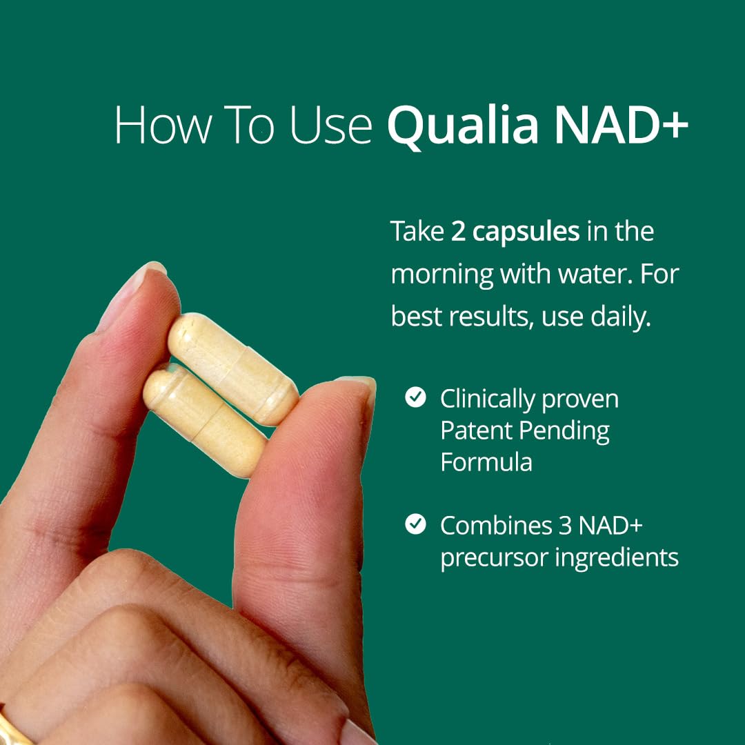 Qualia NAD Supplement — Clinically Proven to Boost NAD+ up to 67%. Optimized Aging, Energy, Focus. Elite NAD+ Booster Ingredients Nicotinamide Riboside (NIAGEN), Niacin, Niacinamide (1 Month Supply) QUALIA LIFE SCIENCES buy supplements canada