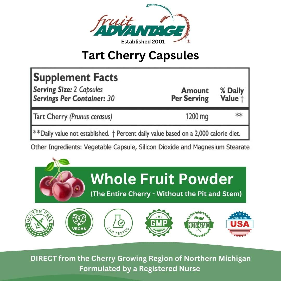 Fruit Advantage Montmorency Tart Cherry Capsules Joint Formula 1200 mg per Serving - 60 Vegetarian Capsules Fruit Advantage buy supplements canada