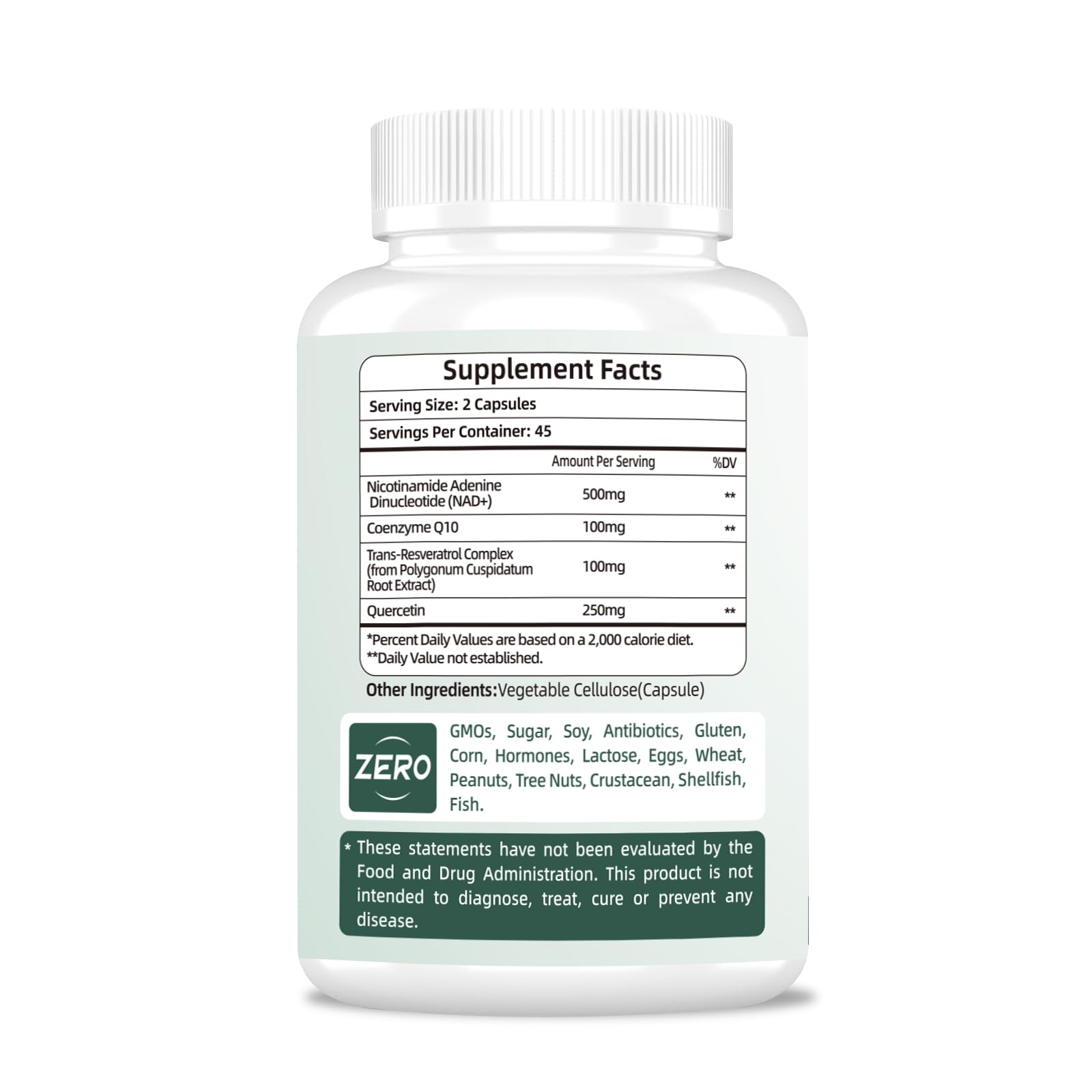 NAD Supplement 500mg, Pure Organic NAD+ Supplement for Women & Men, NAD+ with Trans-Resveratrol & CoQ10 & Quercetin for Cellular Energy & Healthy Aging, NMN Alternative (90 Vegan Caps) VitaHarbor buy supplements canada