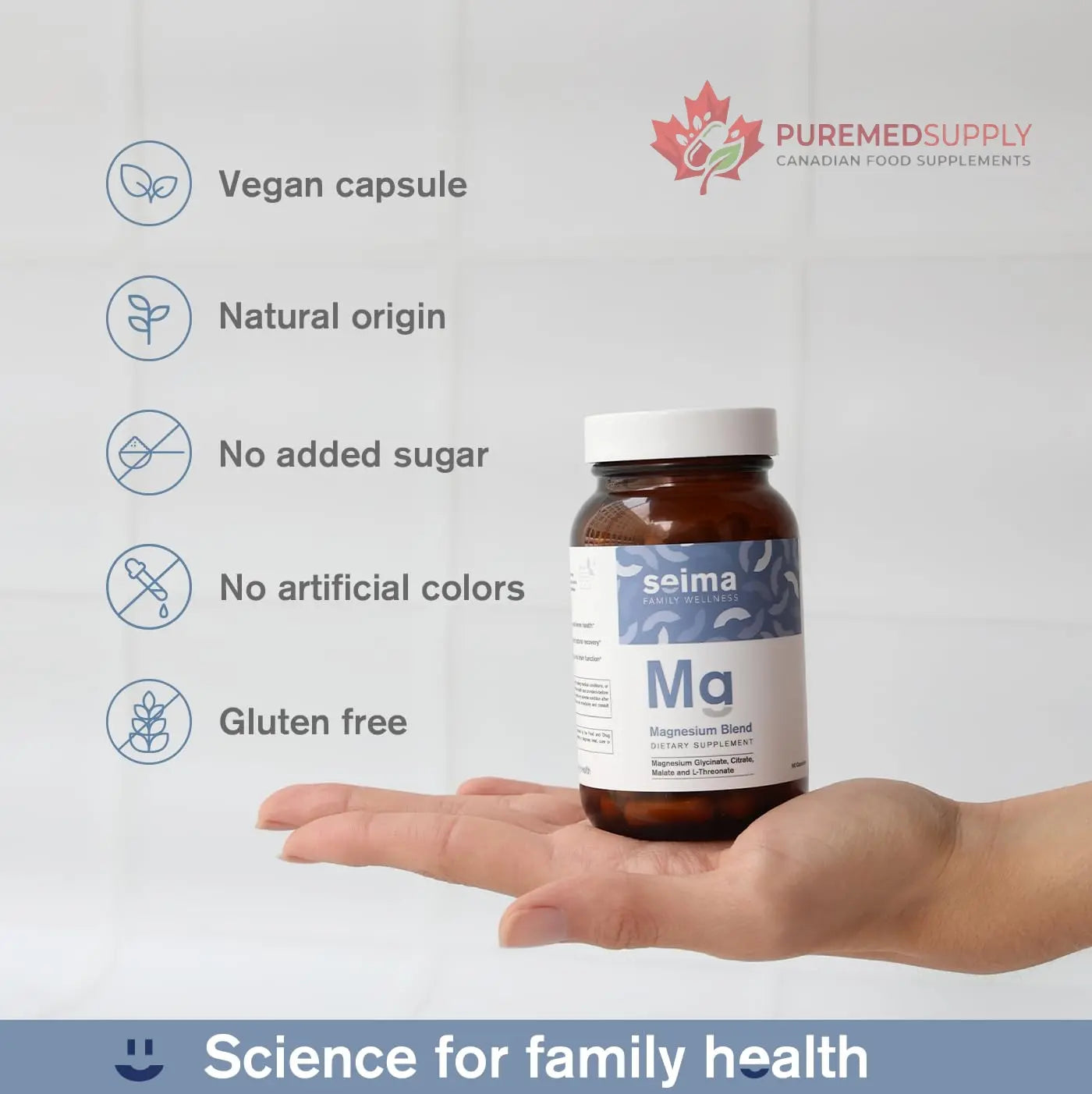SEIMA - 4-in-1 Magnesium Complex – 1200 mg with Glycinate, Citrate, L-Threonate and Malate – Sleep, Stress Relief, Muscle Recovery, Energy and Well-Being for Women and Men, 90 Capsules Seima buy supplements canada