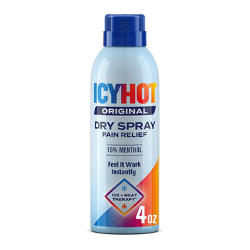 Icy Hot Original Pain Relief Dry Spray, Fast-Acting, Quick-Drying Pain Relief with Max Strength Menthol 16%, Ice and Heat Contrast Therapy for Backaches, Joints, Muscle Strains and Arthritis, 4 oz Icy Hot buy supplements canada