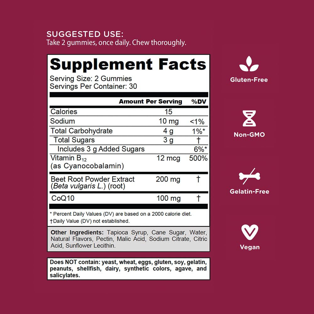 Goli Nutritional Supplement, Beets Cardio Gummy - 60 Count - CoQ10 & Beet Root Extract Goli buy supplements canada
