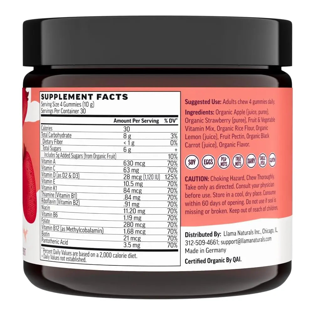 Llama Naturals Multivitamin for Women & Men, Vegan, Organic Gummies with Vitamin D, C & K, Adults Real Fruit Gummy Vitamins Llama Naturals buy supplements canada