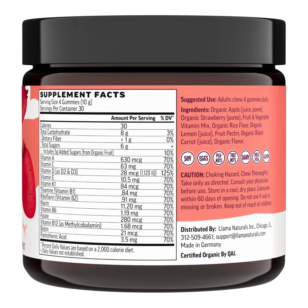 Llama Naturals Multivitamin for Women & Men, Vegan, Organic Gummies with Vitamin D, C & K, Adults Real Fruit Gummy Vitamins Llama Naturals buy supplements canada